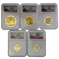 Pre-Owned 2012 Chinese Panda Gold 5-Coin Collection NGC Graded MS69