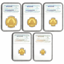 Pre-Owned 2012 Chinese Panda Gold 5-Coin Collection - NGC Graded MS69