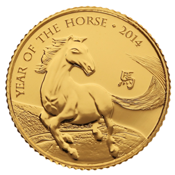 Pre-Owned 2014 UK Lunar Horse 1/10oz Brilliant Uncirculated Gold Coin - Boxed
