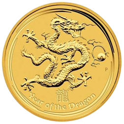 Pre-Owned 2012 Australian Lunar Dragon 1/4oz Proof Gold Coin
