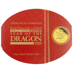 Pre-Owned 2012 Australian Lunar Dragon 1/4oz Proof Gold Coin