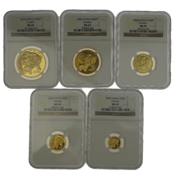 Pre-Owned 2004 Chinese Panda Gold 5-Coin Collection NGC Graded MS69
