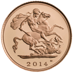 Pre-Owned 2014 UK Half Sovereign Proof Gold Coin - Missing Outer Box