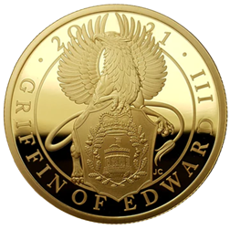 Pre-Owned 2021 UK Queen’s Beasts Griffin 1/4oz Proof Design Gold Coin