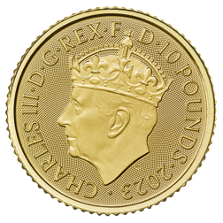 Pre-Owned 2023 UK King Charles III Coronation 1/10oz Gold Coin