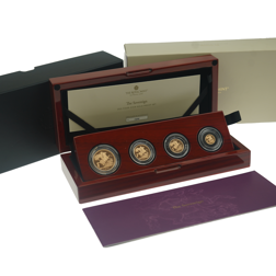 Pre-Owned 2021 UK Double, Full, Half, and Quarter Sovereign Proof Gold 4-Coin Collection