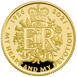 Pre-Owned 2021 UK Queen Elizabeth II 95th Birthday 1/4oz Proof Gold Coin