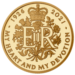 Pre-Owned 2021 UK Queen Elizabeth II 95th Birthday 1/4oz Proof Gold Coin