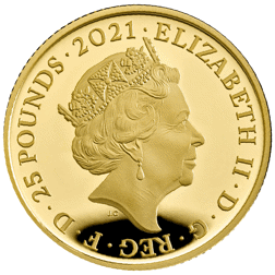 Pre-Owned 2021 UK Queen Elizabeth II 95th Birthday 1/4oz Proof Gold Coin