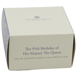 Pre-Owned 2021 UK Queen Elizabeth II 95th Birthday 1/4oz Proof Gold Coin