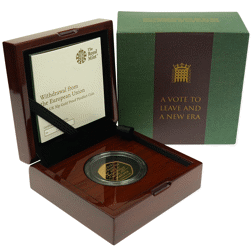 Pre-Owned 2020 UK Withdrawal from the European Union 50p Piedfort Proof Gold Coin