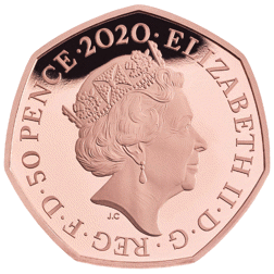 Pre-Owned 2020 UK Withdrawal from the European Union 50p Piedfort Proof Gold Coin