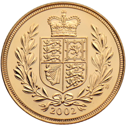 Pre-Owned 2002 UK 'Shield' Half Sovereign Gold Coin