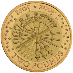 Pre-Owned 2005 400th Anniversary of the Gunpowder Plot £2 Proof Gold Coin