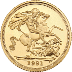Pre-Owned 1991 UK Half Sovereign Proof Gold Coin