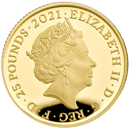 Pre-Owned 2021 UK Prince Philip 1/4oz Proof Gold Coin - Missing Outer Box