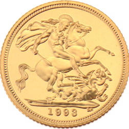 Pre-Owned 1993 UK Half Sovereign Proof Gold Coin