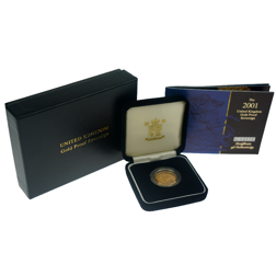 Pre-Owned 2001 UK Half Sovereign Proof Gold Coin - Damaged Internal Box