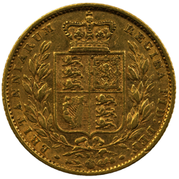 Pre-Owned 1871 London Mint DN.31 Victoria Young Head 'Shield' Full Sovereign Gold Coin
