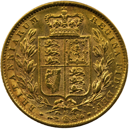Pre-Owned 1871 London Mint DN.27 Victoria Young Head 'Shield' Full Sovereign Gold Coin