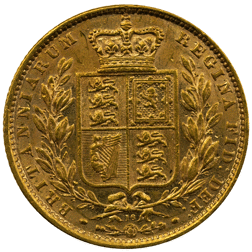 Pre-Owned 1869 London Mint DN.16 Victorian 'Shield' Full Sovereign Gold Coin