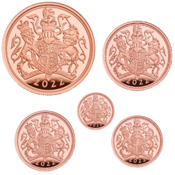 Pre-Owned 2022 UK Sovereign Proof Gold 5-Coin Set
