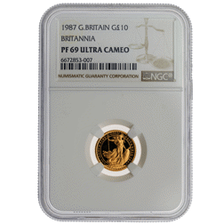Pre-Owned 1987 UK Britannia 1/10oz Proof Gold Coin - NGC Graded PF69 - 6672853-007