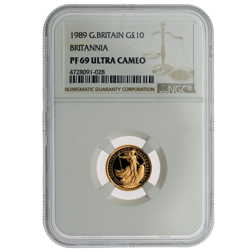 Pre-Owned 1989 UK Britannia 1/10oz Proof Gold Coin - NGC Graded PF69 - 4728091-028