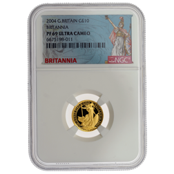 Pre-Owned 2004 UK Britannia 1/10oz Proof Gold Coin - NGC Graded PF69 - 6675198-011