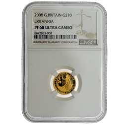 Pre-Owned 2008 UK Britannia 1/10oz Proof Gold Coin - NGC Graded PF68 - 6672853-008
