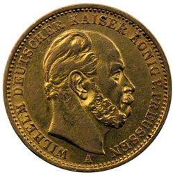 Pre-Owned 1875 German Wilhelm I 20 Mark Gold Coin