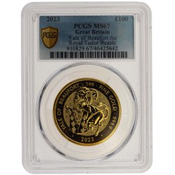 Pre-Owned 2023 UK Tudor Beasts 'Yale of Beaufort' 1oz Gold Coin - PCGS Graded MS67 - 910829.67/46425