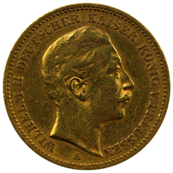 Pre-Owned 1892 German Wilhelm II 20 Mark Gold Coin