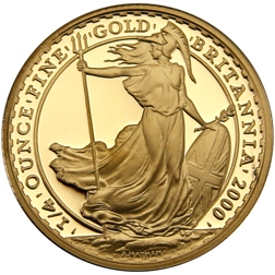Pre-Owned 2000 UK Britannia 1/4oz Proof Design Gold Coin