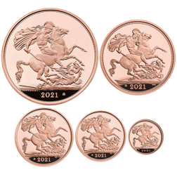 Pre-Owned 2021 UK Sovereign Proof Gold 5-Coin Set