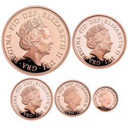Pre-Owned 2021 UK Sovereign Proof Gold 5-Coin Set