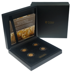 Pre-Owned UK Queen Elizabeth II Royal Jubilees Sovereign Proof Gold 4-Coin Set