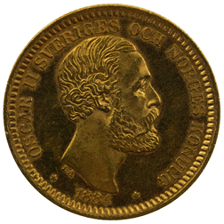 Pre-Owned 1884 Sweden Oscar II 20 Kronor Gold Coin