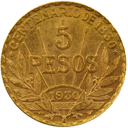 Pre-Owned 1930 Uruguay 5 Peso Gold Coin