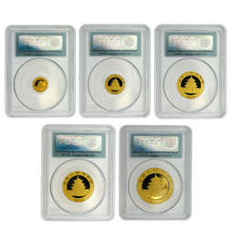 Pre-Owned 2010 Chinese Panda Gold 5-Coin Collection PCGS Graded MS70