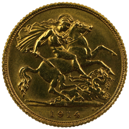 Pre-Owned 1914 Sydney Mint George V Half Sovereign Gold Coin