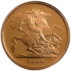 Pre-Owned 2009 UK Quarter Sovereign Proof Design Gold Coin