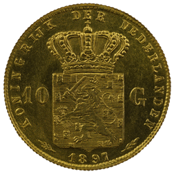 Pre-Owned 1897 Netherlands 10 Guilder Gold Coin