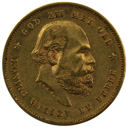 Pre-Owned 1877 Netherlands 10 Guilder Gold Coin