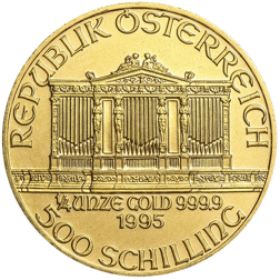 Pre-Owned 1995 Austrian Philharmonic 500 Schilling 1/4oz Gold Coin