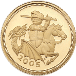 Pre-Owned 2005 UK Half Sovereign Proof Design Gold Coin