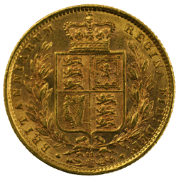 Pre-Owned 1872 London Mint DN.82 Victorian 'Shield' Full Sovereign Gold Coin