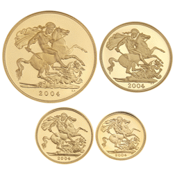 Pre-Owned 2004 UK Sovereign Proof Gold 4-Coin Collection