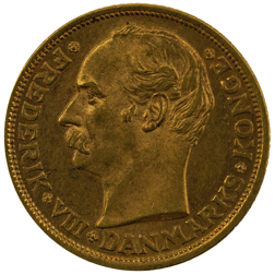 Pre-Owned 1909 Denmark Frederik VIII 10 Kroner Gold Coin