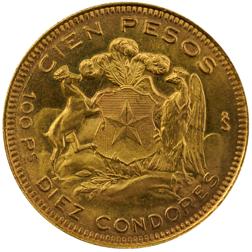 Pre-Owned 1959 Chile 100 Peso Gold Coin